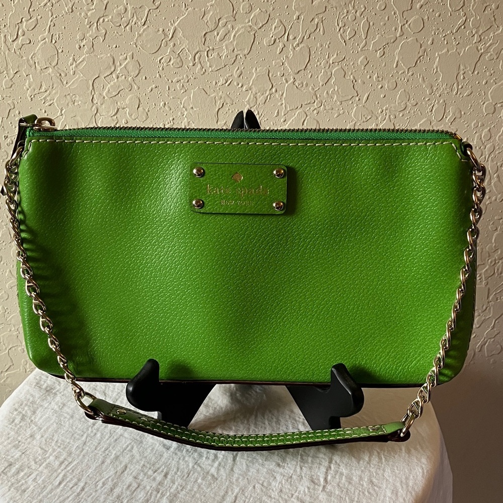Kate Spade: Wellesley Green Leather Chain Bag- Gold Tone- Shoulder Bag
